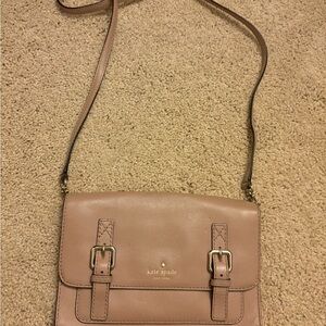 Kate Spade Beige Crossbody Bag with Buckle Accents